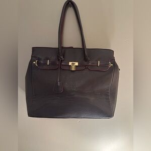 Adrienne Vittadini Buckel Satchel Bag 18 inch leather bag